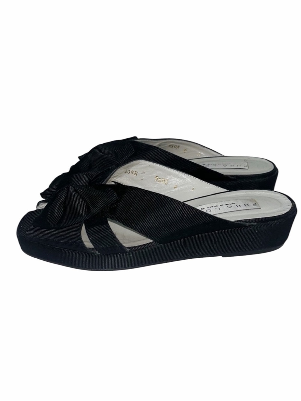 Pura Lopez Black satin bow Wrap Slides Size 8 Never worn